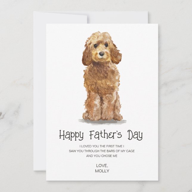 Tarjeta Festiva Día del padre en la pintura de perro (Anverso)