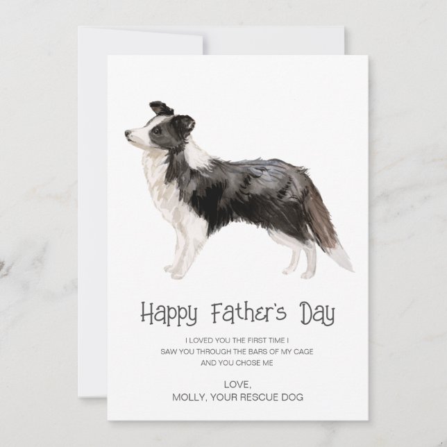 Tarjeta Festiva Día del padre en la pintura de perro (Anverso)