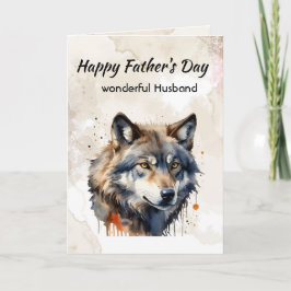 Tarjeta Festiva Día del Padre  Esposo Lobo Acuarela