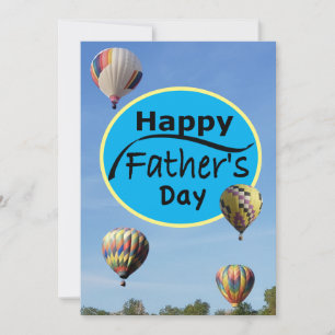 Tarjeta Festiva Día del Padre Feliz Globo Aerostático Simple Azul 