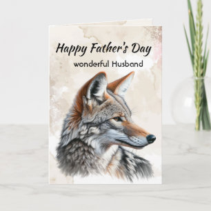 Tarjeta Festiva Día del Padre Marido Acuarela Coyote