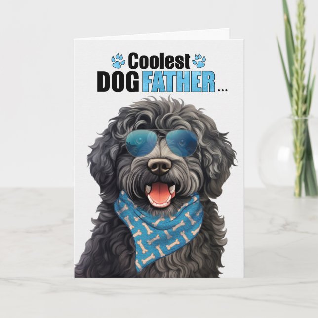 Tarjeta Festiva Día del Padre más frío del perro de Barbet (Anverso)