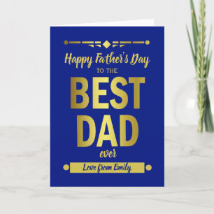 Tarjeta Festiva Día del Padre Oro en la mejor tipografía de papá