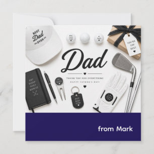 Tarjeta Festiva Día del Padre para jugar golf con papá de verde co
