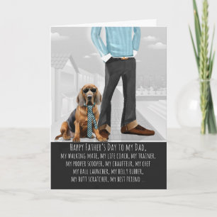 Tarjeta Festiva Día del Padre Perro Sabueso Divertido y Papá