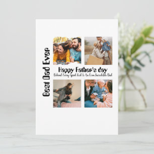 Tarjeta Festiva Día del Padre personalizado 4 fotocolage Mejor Pap