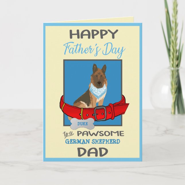 Tarjeta Festiva Día del padre personalizado de perro pastor alemán (Anverso)