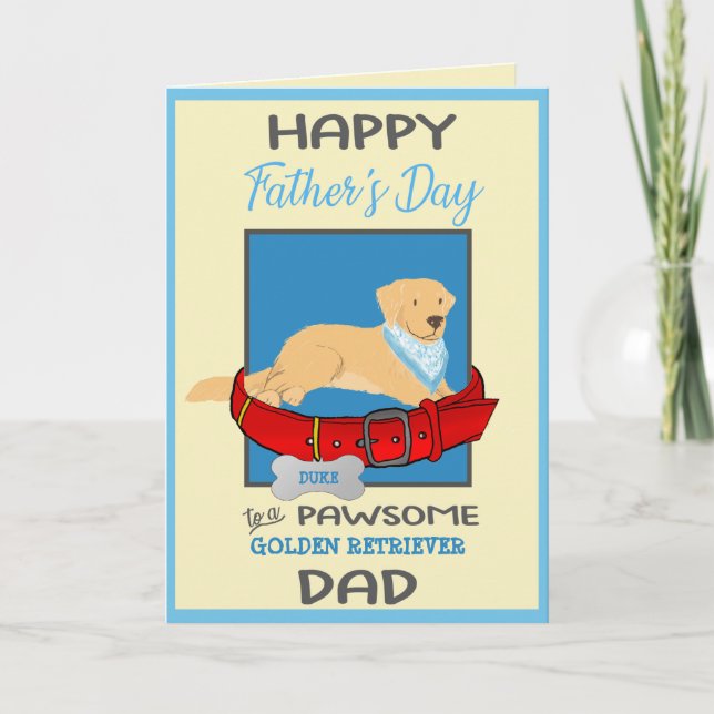 Tarjeta Festiva Día del padre personalizado de perro recuperador d (Anverso)
