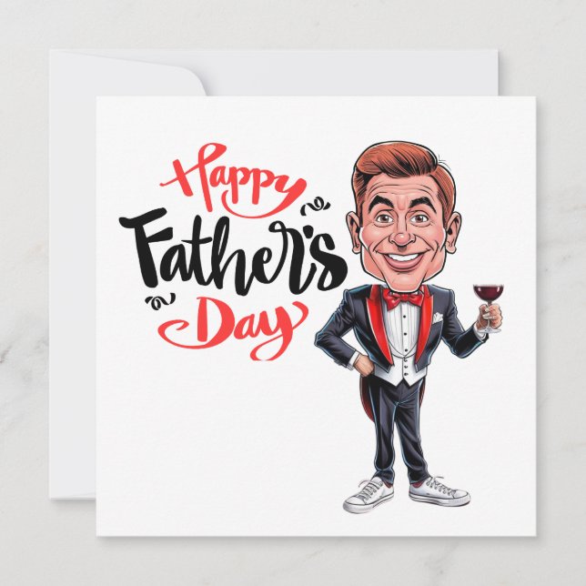 Tarjeta Festiva Día del Padre Personalizado - La mejor caricatura  (Anverso)