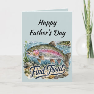 Tarjeta Festiva Día del Padre Pescar y Encontrar Trucha Diversión