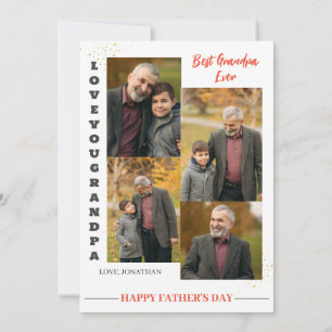 Tarjeta Festiva Día del Padre Simple Moderno Abuelo foto familia 