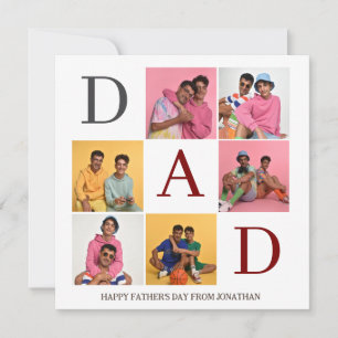 Tarjeta Festiva Día del Padre Simple Moderno Papá 6 foto familia 