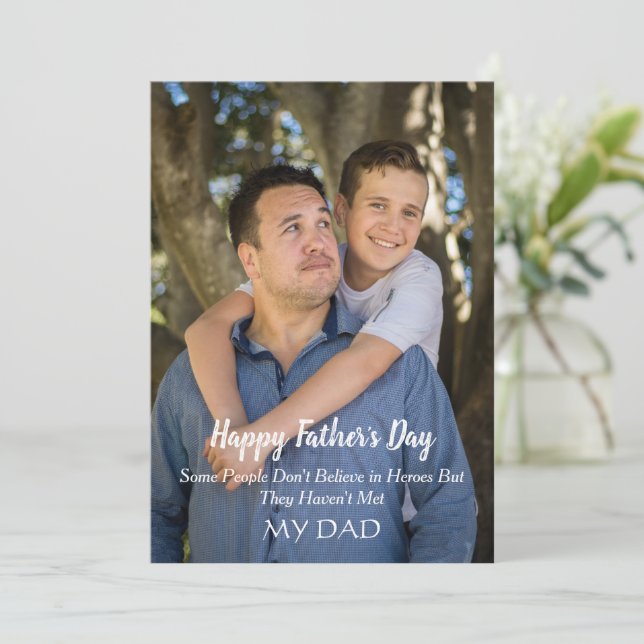 Tarjeta Festiva  Día del Padre y del Hijo Fotopadre (Anverso de pie)