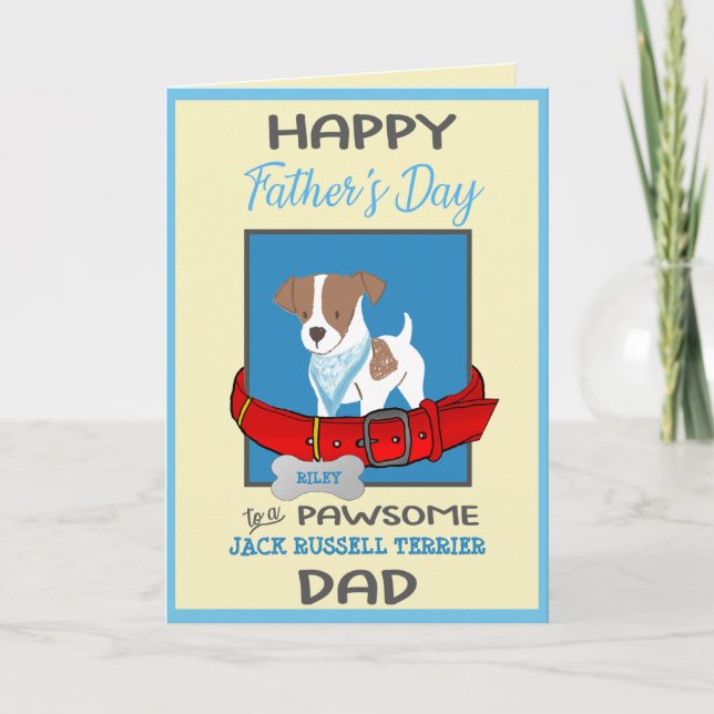 Tarjeta Festiva Día del Padres Personalizado Jack Russell Terrier  (Anverso)