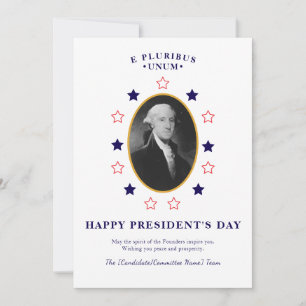 Tarjeta Festiva Día del Presidente G. Washington Campaña Patriótic