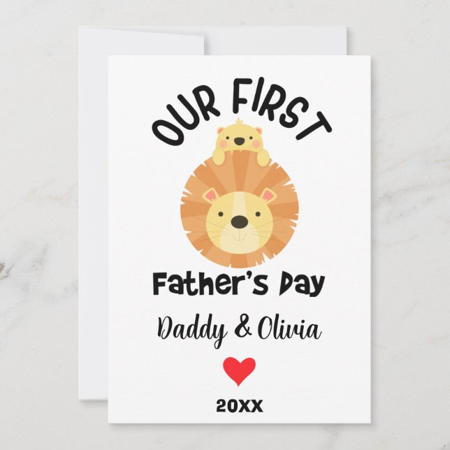 Tarjeta Festiva Día del Primer Padres Personalizado, papá y cachor (Anverso)