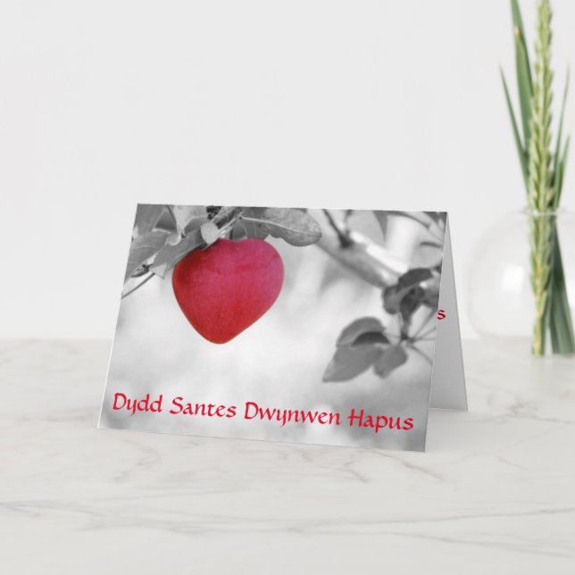 Tarjeta Festiva Día del St Dwynwen feliz (manzana) (Anverso)