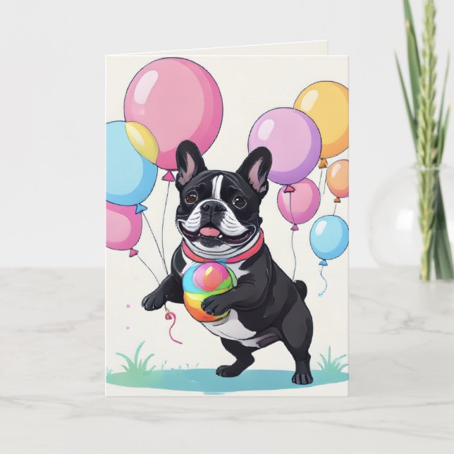 Tarjeta Festiva Día Feliz de Bulldog Francés Bulldog Francés (Anverso)