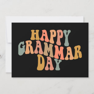Tarjeta Festiva Día Feliz de la Gramática Retro Ondulado
