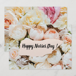 Tarjeta Festiva Día Feliz de las Enfermeras Floral Pastel Simple
