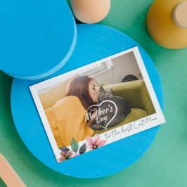 Tarjeta Festiva Día Feliz de las Madres Floral con Foto Personaliz