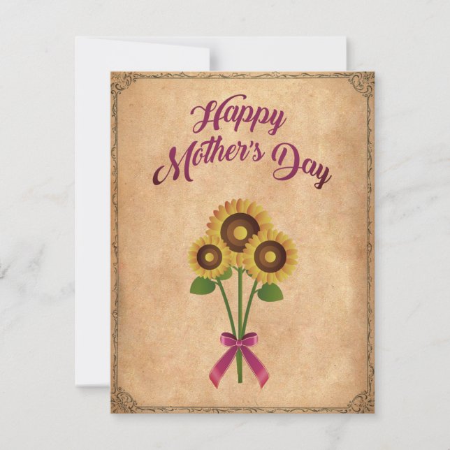 Tarjeta Festiva Día feliz de madre Vintage (Anverso)