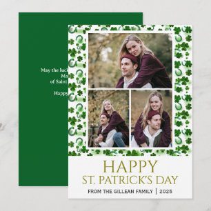 Tarjeta Festiva Día feliz de San Patricio tréboles familia 3 foto