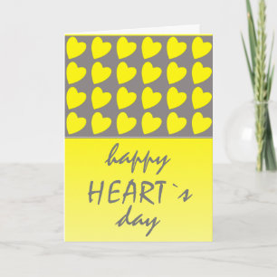 Tarjeta Festiva Día Feliz del Corazón Corazón Amarillo Día de San 