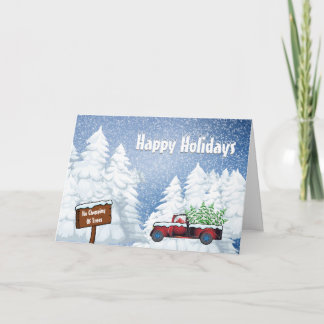 Tarjeta Festiva Día festivo| Captura vintage de nieve de camión ár