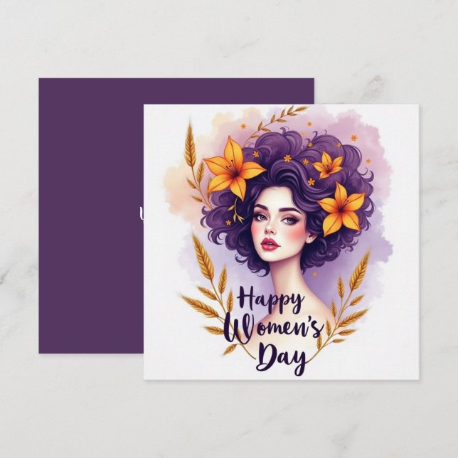 Tarjeta Festiva Día Internacional de la Mujer (Anverso / Reverso)