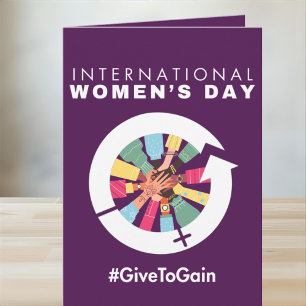 Tarjeta Festiva Día Internacional de la Mujer 2026 Dar para Ganar