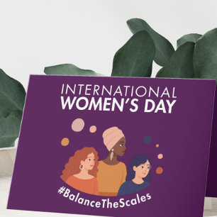 Tarjeta Festiva Día Internacional de la Mujer 2026 Equilibrar las 
