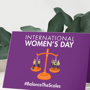 Tarjeta Festiva Día Internacional de la Mujer 2026 Equilibrar las 