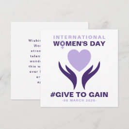 Tarjeta Festiva Día Internacional de la Mujer Dar para Ganar 2026