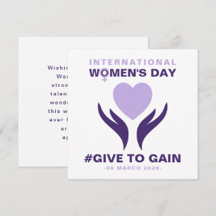 Tarjeta Festiva Día Internacional de la Mujer Dar para Ganar 2026