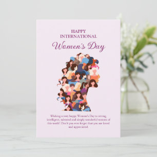 Tarjeta Festiva Día Internacional de la Mujer Feliz Ilustración de