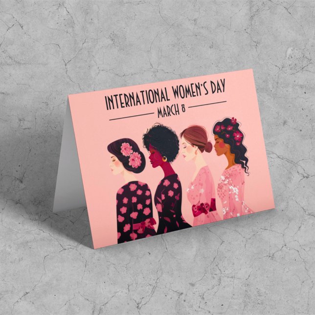 Tarjeta Festiva Día Internacional de la Mujer: Floral rosa (Subido por el creador)