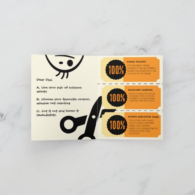 Tarjeta Festiva Día libre para papá: saludos del Día del Padre con (Interior)