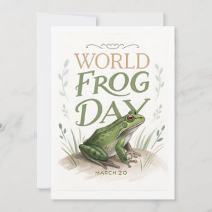 Tarjeta Festiva Día Mundial de la Rana Arte de Naturaleza Acuarela