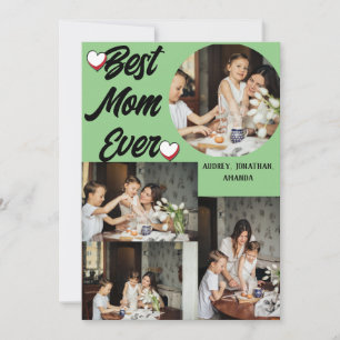 Tarjeta Festiva Día personalizado de la madre, collage de cuatro f