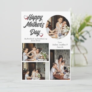 Tarjeta Festiva Día personalizado de la madre, collage de cuatro f