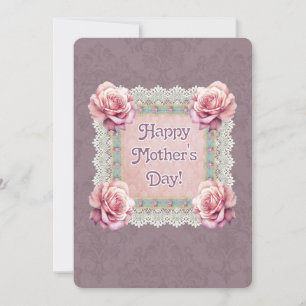 Tarjeta Festiva Día personalizado de la madre de estilo victoriano