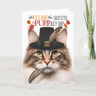 Tarjeta Festiva Día PURRkey del gato forestal noruego oscuro