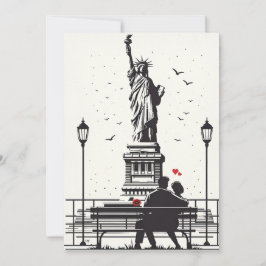 Tarjeta Festiva Día Romántico en Nueva York:  Amor en Libertad