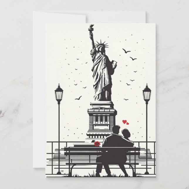 Tarjeta Festiva Día romántico en Nueva York: Amor por la libertad (Anverso)