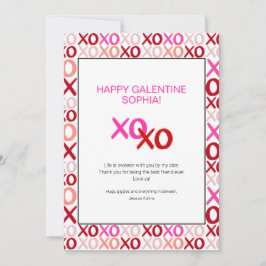 Tarjeta Festiva Día Rosa de Galentines XOXO Nombre de la Mejor Ami