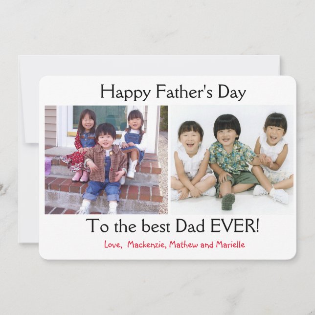 Tarjeta Festiva Día simple del padre de dos Collages de fotos (Anverso)