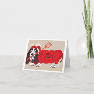Tarjeta Festiva Diablo Basset Hound