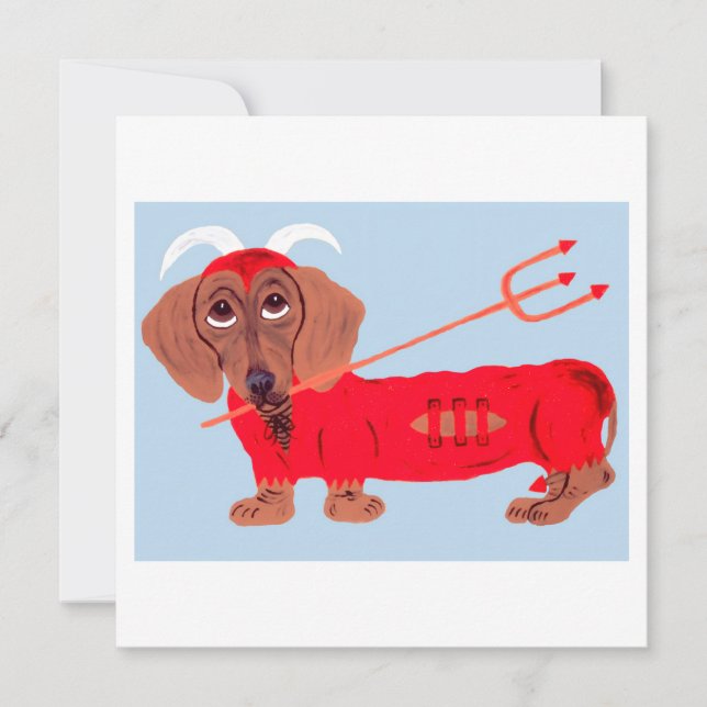 Tarjeta Festiva Diablo Dachshund (Anverso)