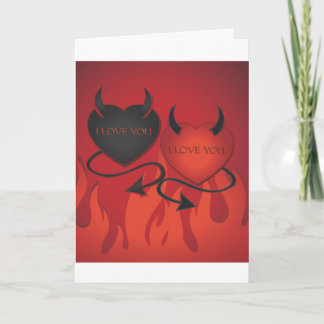 Tarjeta Festiva Diablo del corazón - rojo de San Valentín - Te amo